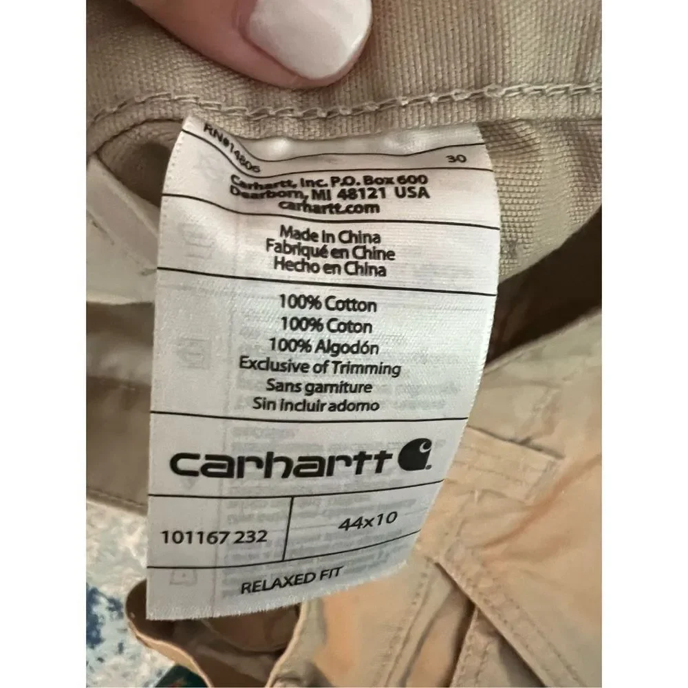NWT Carhartt Mens Khaki Relaxed Fit Khaki Size 44/10